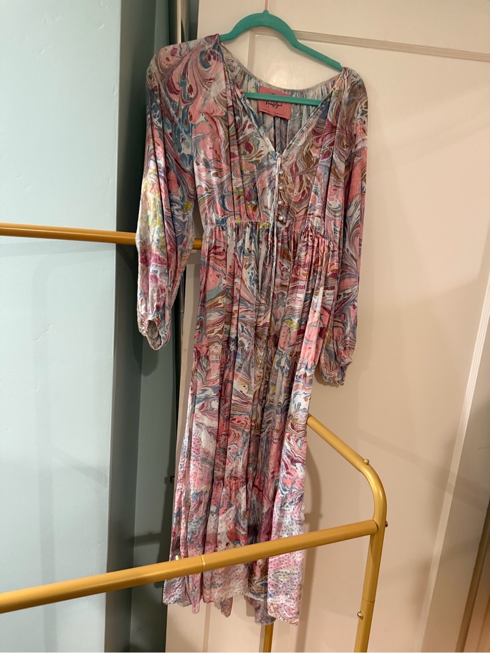 Johnny Was Pink Multi-Color Marble Maxi Dress